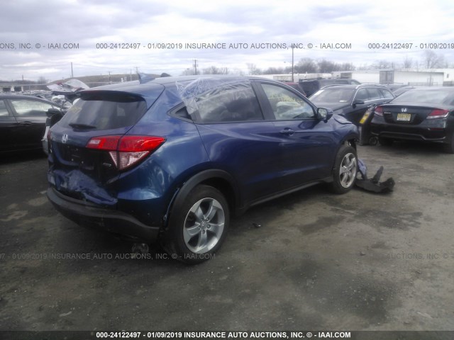 3CZRU6H55HM728494 - 2017 HONDA HR-V EX BLUE photo 4