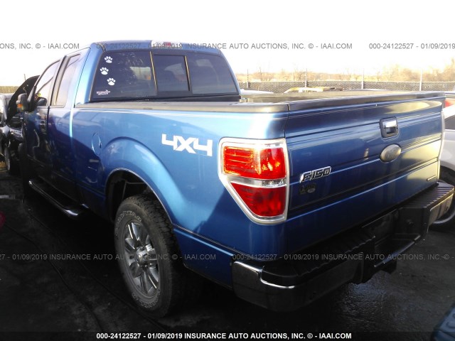 1FTEX1EMXCFB35054 - 2012 FORD F150 SUPER CAB BLUE photo 3