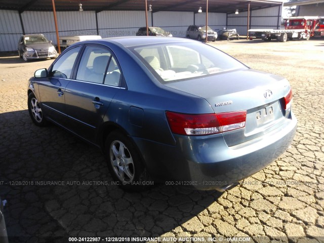 5NPEU46F66H008659 - 2006 HYUNDAI SONATA GLS/LX BLUE photo 3