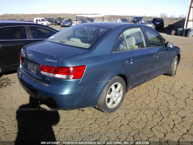 5NPEU46F66H008659 - 2006 HYUNDAI SONATA GLS/LX BLUE photo 4