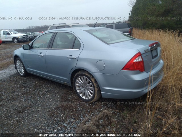 3FADP0L32BR278250 - 2011 FORD FUSION HYBRID Light Blue photo 3