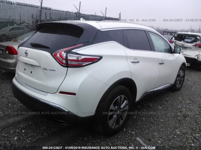 5N1AZ2MH9FN231945 - 2015 NISSAN MURANO S/SL/SV/PLATINUM WHITE photo 4