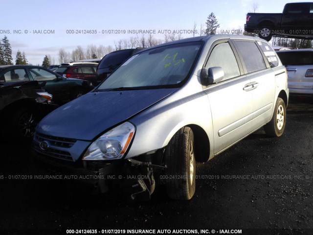 KNDMB133696281738 - 2009 KIA SEDONA Light Blue photo 2