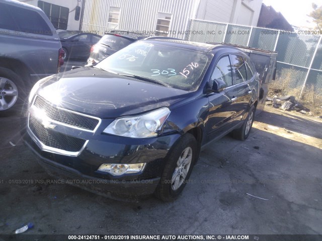 1GNKVGED7BJ161576 - 2011 CHEVROLET TRAVERSE LT BLUE photo 2