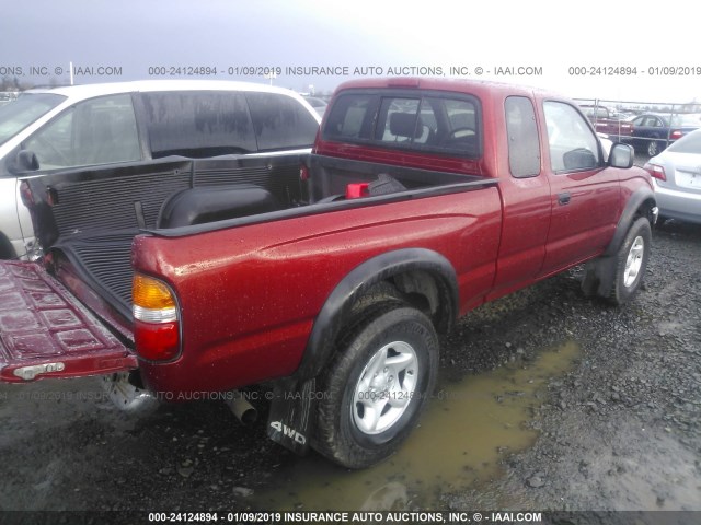 5TEWN72N41Z804137 - 2001 TOYOTA TACOMA XTRACAB MAROON photo 4