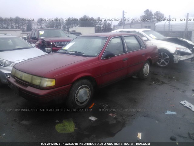 1MEPM36X4NK653367 - 1992 MERCURY TOPAZ GS RED photo 2