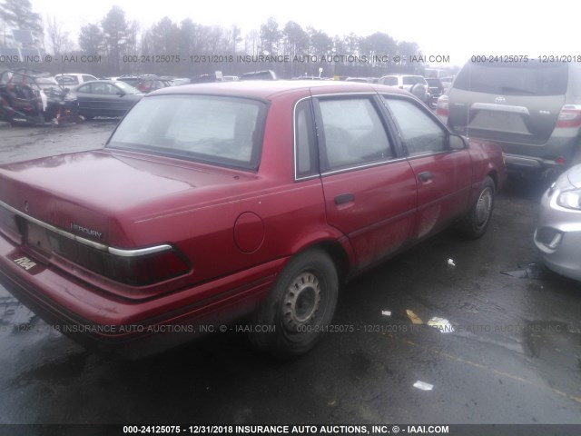 1MEPM36X4NK653367 - 1992 MERCURY TOPAZ GS RED photo 4