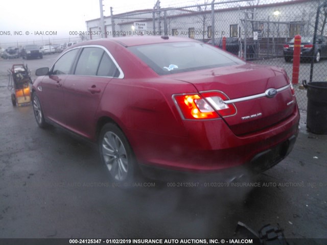 1FAHP2FW8AG113599 - 2010 FORD TAURUS LIMITED RED photo 3