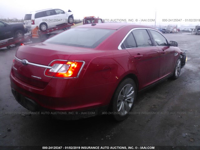 1FAHP2FW8AG113599 - 2010 FORD TAURUS LIMITED RED photo 4