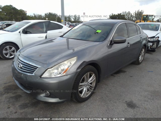 JN1DV6AP4CM810975 - 2012 INFINITI G25 JOURNEY GRAY photo 2