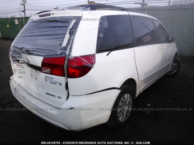 5TDZA23C34S078989 - 2004 TOYOTA SIENNA CE/LE WHITE photo 4