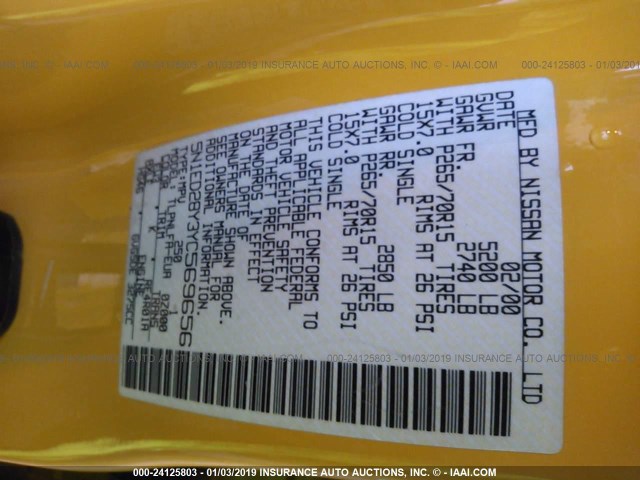 5N1ED28Y3YC569656 - 2000 NISSAN XTERRA XE/SE YELLOW photo 9