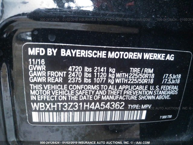 WBXHT3Z31H4A54362 - 2017 BMW X1 XDRIVE28I BLACK photo 9