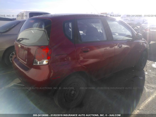 KL1TD66617B744874 - 2007 CHEVROLET AVEO LS RED photo 4
