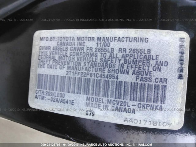 2T1FF22P61C454954 - 2001 TOYOTA CAMRY SOLARA SE/SLE Qara foto 9