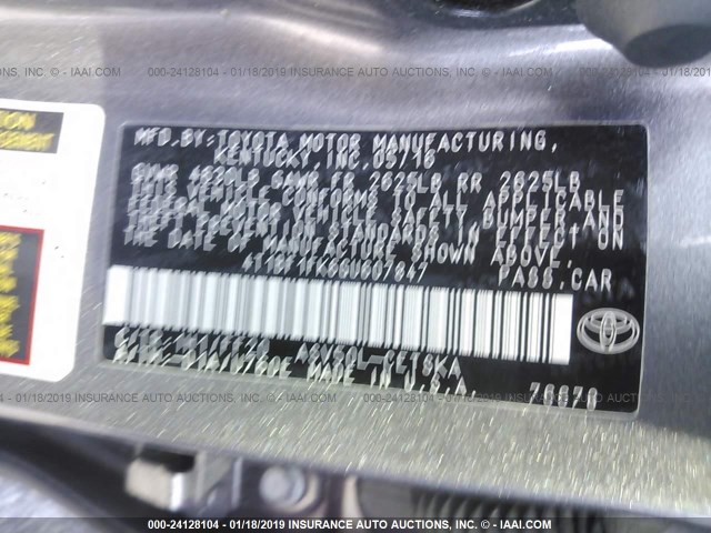 4T1BF1FK6GU607847 - 2016 TOYOTA CAMRY LE/XLE/SE/XSE GRAY photo 9