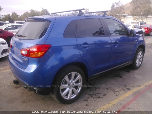 4A4AR3AU9FE012391 - 2015 MITSUBISHI OUTLANDER SPORT ES BLUE photo 4