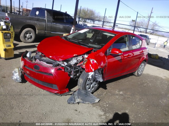 JTDKDTB34C1504667 - 2012 TOYOTA PRIUS C RED photo 2