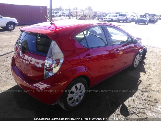 JTDKDTB34C1504667 - 2012 TOYOTA PRIUS C RED photo 4