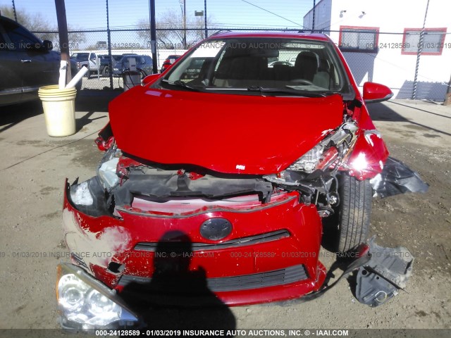 JTDKDTB34C1504667 - 2012 TOYOTA PRIUS C RED photo 6