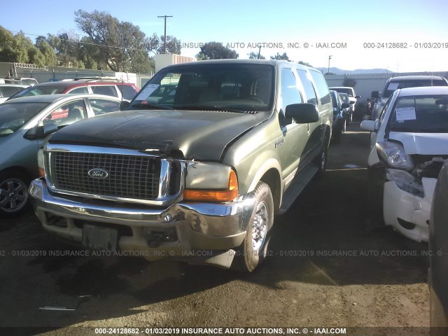 1FMNU42S6YED92685 - 2000 FORD EXCURSION LIMITED GREEN photo 2