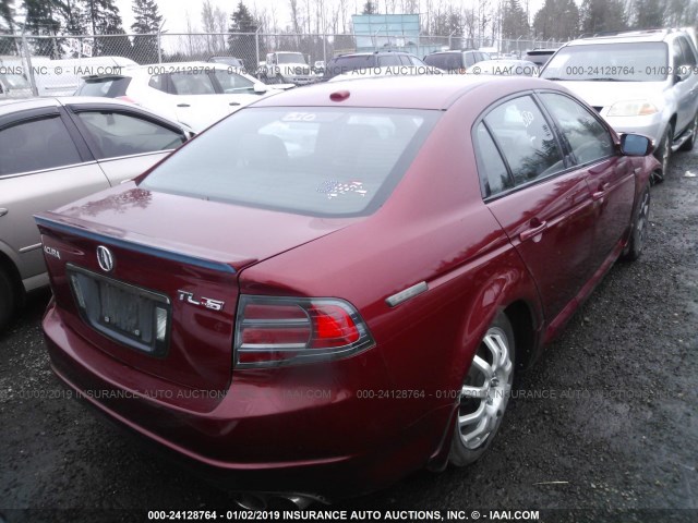 19UUA76537A010912 - 2007 ACURA TL TYPE S RED photo 4