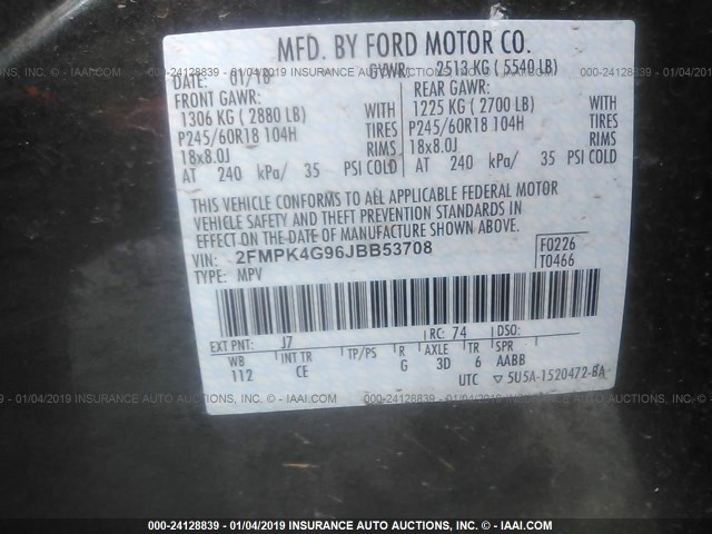 2FMPK4G96JBB53708 - 2018 FORD EDGE SE GRAY photo 9