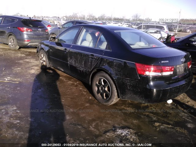 5NPEU46C56H056398 - 2006 HYUNDAI SONATA GLS/LX BLACK photo 3