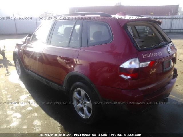 WBXPC93437WF03818 - 2007 BMW X3 3.0SI RED photo 3