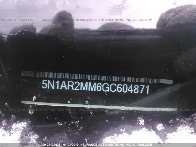 5N1AR2MM6GC604871 - 2016 NISSAN PATHFINDER S/SV/SL/PLATINUM WHITE photo 9