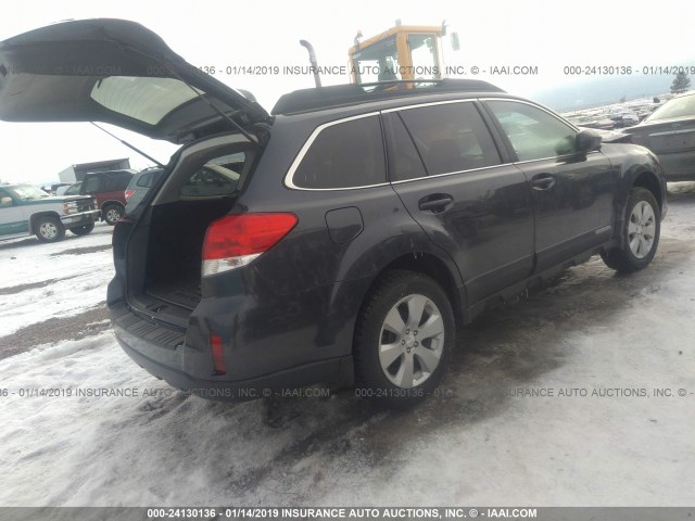 4S4BRBGC3C3241088 - 2012 SUBARU OUTBACK 2.5I PREMIUM GRAY photo 4