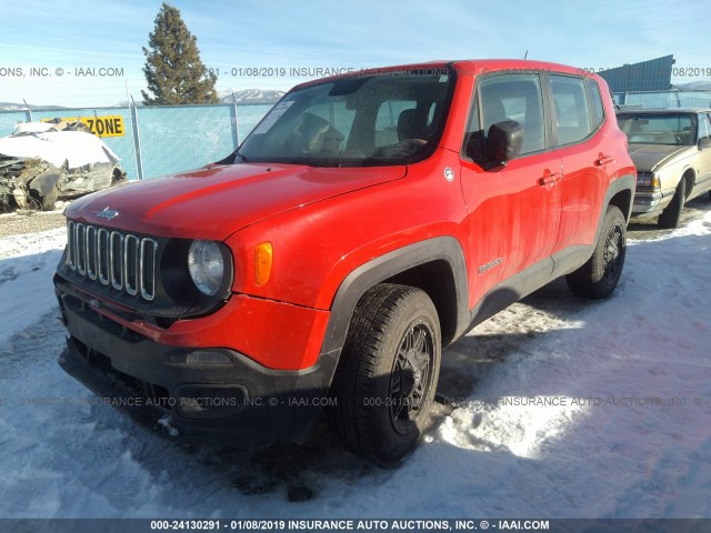 ZACCJBAB0HPF28780 - 2017 JEEP RENEGADE SPORT RED photo 2