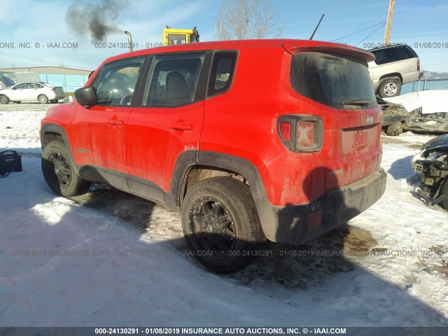 ZACCJBAB0HPF28780 - 2017 JEEP RENEGADE SPORT RED photo 3