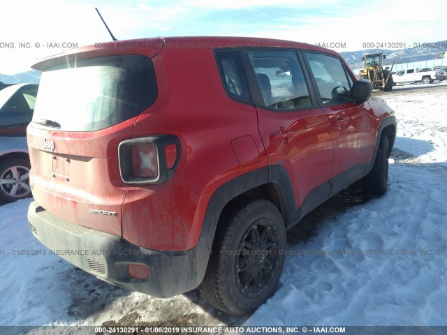 ZACCJBAB0HPF28780 - 2017 JEEP RENEGADE SPORT RED photo 4