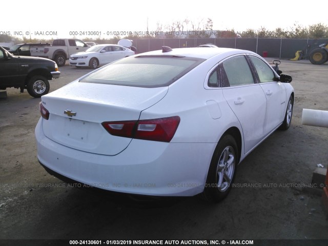 1G1ZB5ST4JF172822 - 2018 CHEVROLET MALIBU LS WHITE photo 4