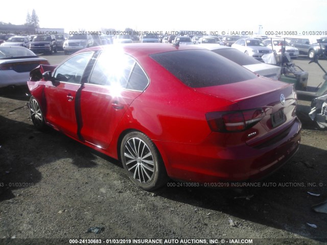 3VWD17AJ1GM369503 - 2016 VOLKSWAGEN JETTA SPORT RED photo 3