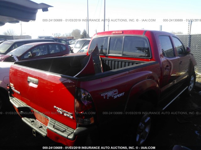 5TEJU62N18Z498905 - 2008 TOYOTA TACOMA DOUBLE CAB PRERUNNER RED photo 4