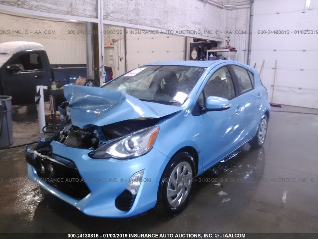 JTDKDTB32G1128427 - 2016 TOYOTA PRIUS C BLUE photo 2