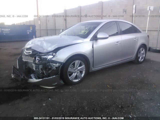 1G1P75SZ0E7140561 - 2014 CHEVROLET CRUZE SILVER photo 2