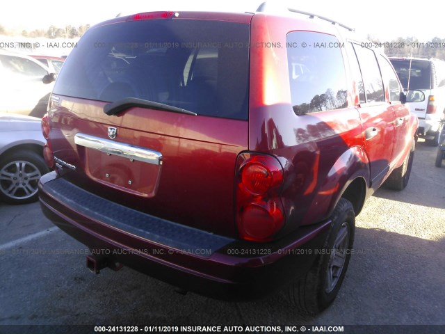 1D4HB48N46F179107 - 2006 DODGE DURANGO SLT BURGUNDY photo 4