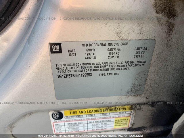 1G1ZH57B994199553 - 2009 CHEVROLET MALIBU 1LT Champagne photo 9