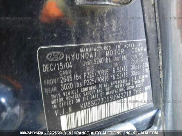 KM8SC73D65U942718 - 2005 HYUNDAI SANTA FE GLS/LX BLUE photo 10