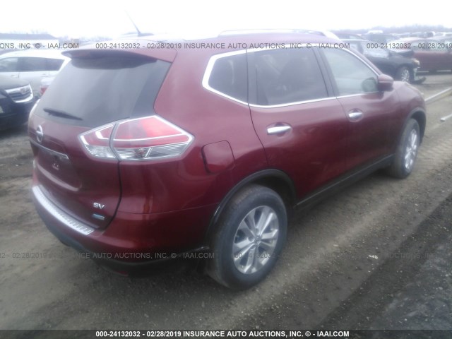 5N1AT2MT1EC834632 - 2014 NISSAN ROGUE S/SL/SV RED photo 4