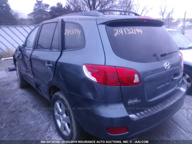 5NMSH13E19H245112 - 2009 HYUNDAI SANTA FE SE/LIMITED BLUE photo 3