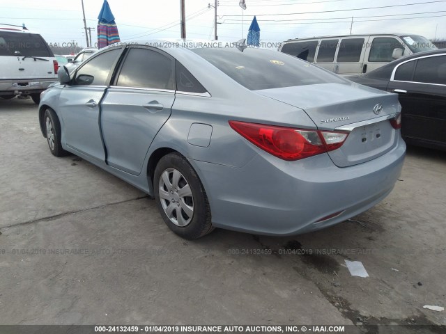 5NPEB4AC5CH352501 - 2012 HYUNDAI SONATA GLS BLUE photo 3