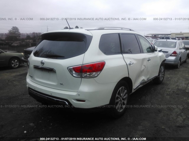 5N1AR2MN0FC602055 - 2015 NISSAN PATHFINDER S/SV/SL/PLATINUM WHITE photo 4