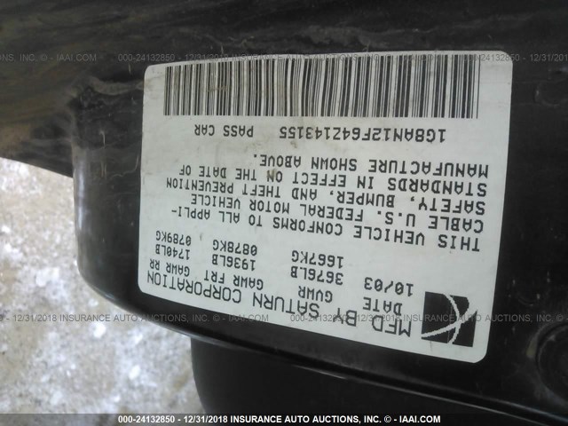 1G8AN12F64Z143155 - 2004 SATURN ION LEVEL 2 WHITE photo 9