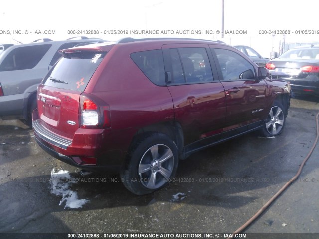 1C4NJCEAXGD591110 - 2016 JEEP COMPASS LATITUDE RED photo 4