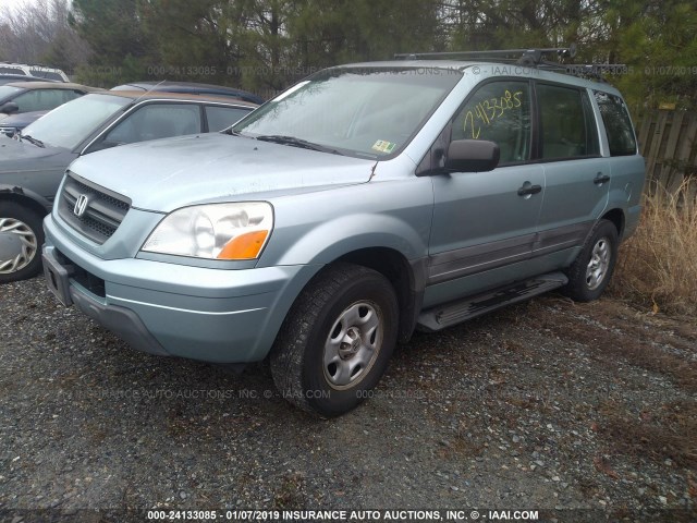 2HKYF18113H590690 - 2003 HONDA PILOT LX Light Blue photo 2