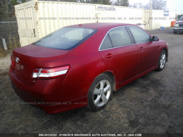 4T1BF3EK6AU042262 - 2010 TOYOTA CAMRY SE/LE/XLE RED photo 4